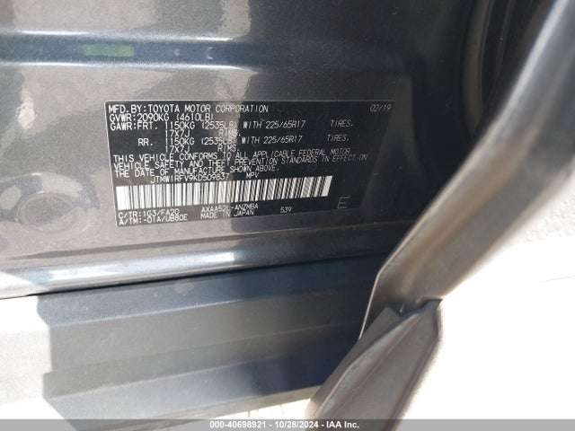Toyota Rav4 Xle 2019 JTMW1RFV9KD509837 Image 9
