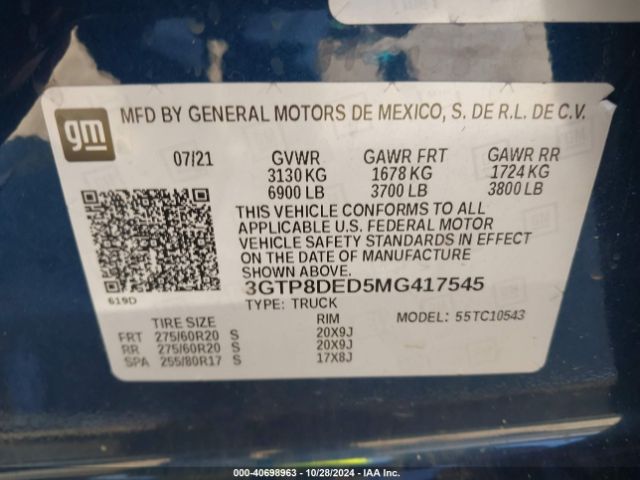 3GTP8DED5MG417545 GMC Sierra 1500 2wd  Short Box Slt