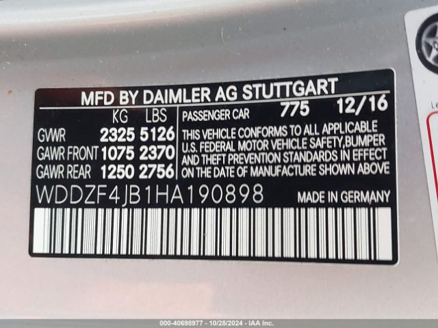 WDDZF4JB1HA190898 Mercedes-Benz E 300