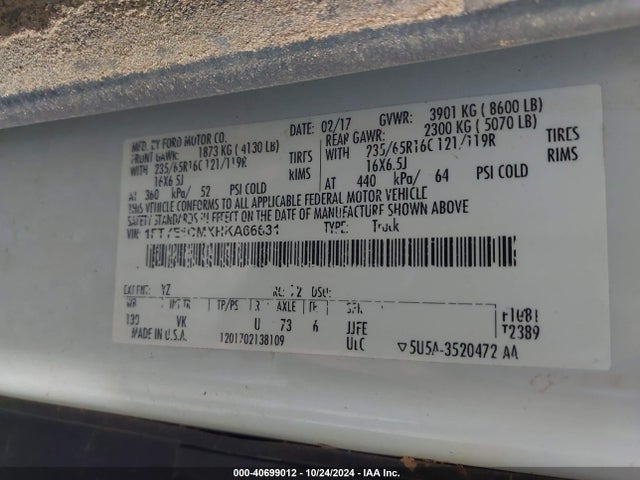 Ford Transit-150 2017 1FTYE1CMXHKA66631 Image 9