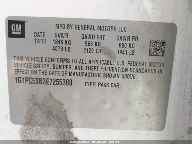 Chevrolet Cruze 1lt Auto 2014 1G1PC5SB3E7255380 Image 9