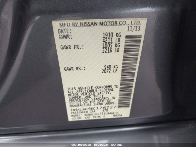 Nissan Altima 2.5 Sv 2014 1N4AL3AP9EC176727 Image 9