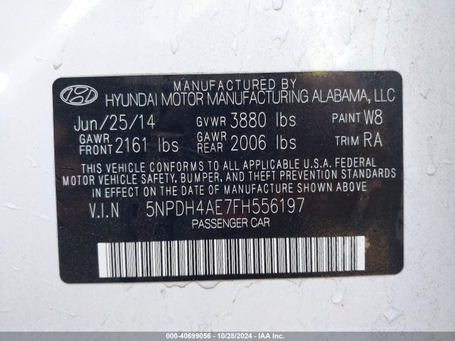 Hyundai ELANTRA SE 2015 5NPDH4AE7FH556197 Image 9