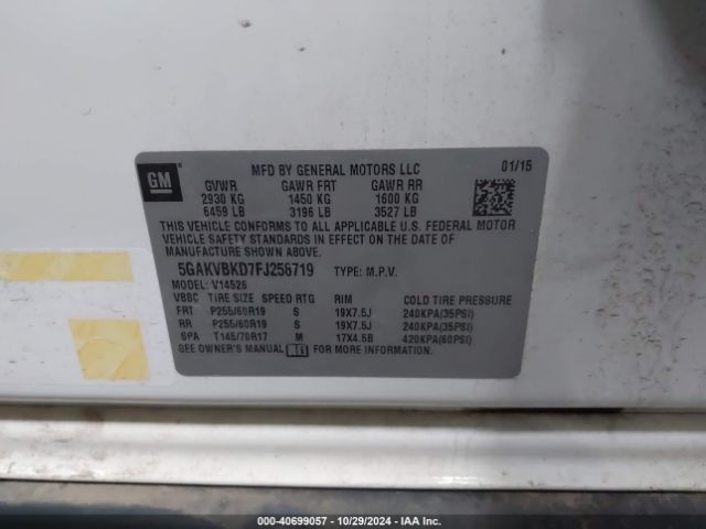 5GAKVBKD7FJ258719 Buick Enclave Leather