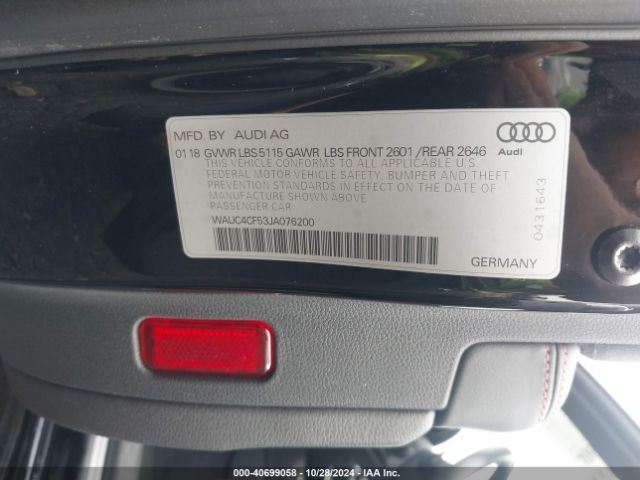 WAUC4CF53JA076200 Audi S5 3.0t Premium Plus