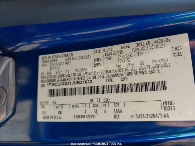 1FMCU0GD1JUB31633 Ford ESCAPE SE