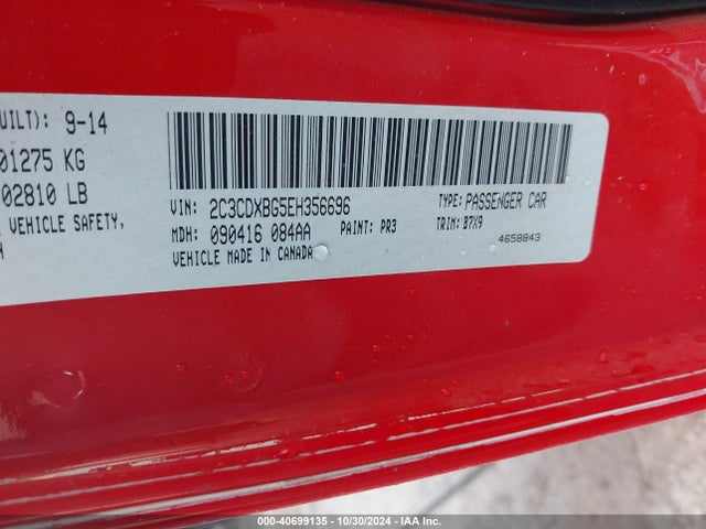 Dodge Charger Se 2014 2C3CDXBG5EH356696 Image 9