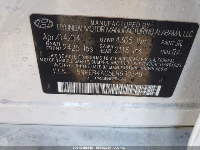 Hyundai SONATA GLS 2014 5NPEB4AC5EH932348 Image 9