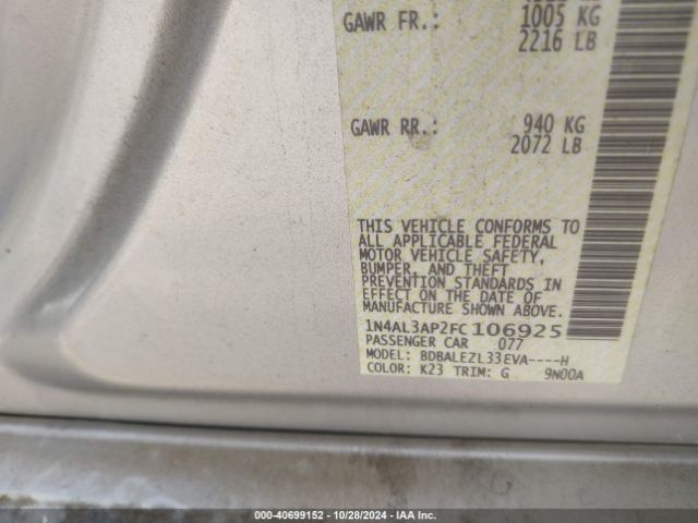 1N4AL3AP2FC106925 Nissan Altima 2.5 S