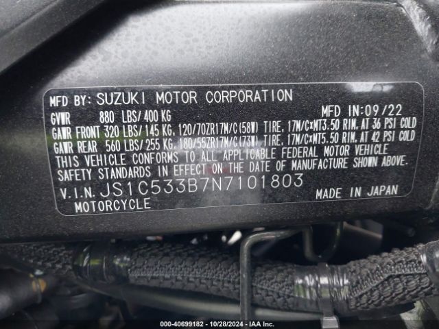 2022 SUZUKI GSX-S750 JS1C533B7N7101803 Photo 9