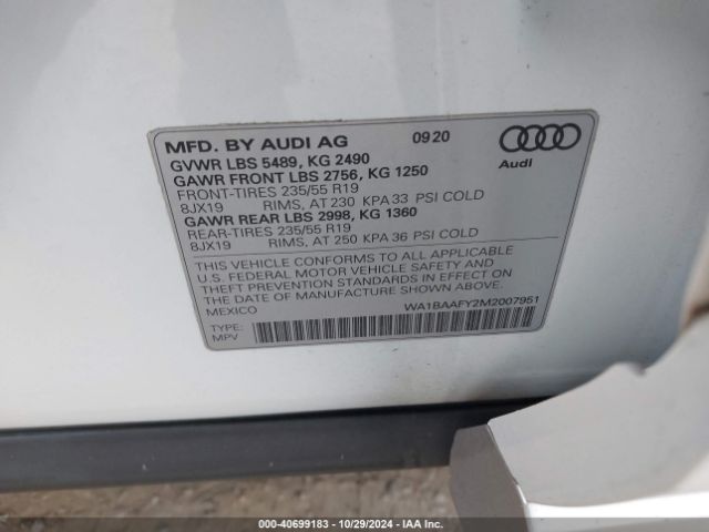 WA1BAAFY2M2007951 Audi Q5 Premium Plus 45 Tfsi Quattro S Tronic