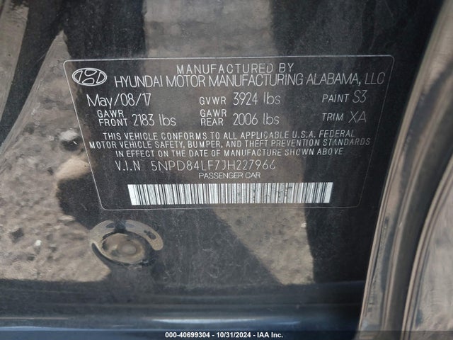 Hyundai ELANTRA SEL 2018 5NPD84LF7JH227966 Image 9