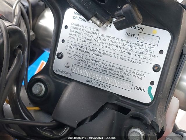 2022 APRILIA TUAREG ZD4XBUA0XNS000778 Photo 9