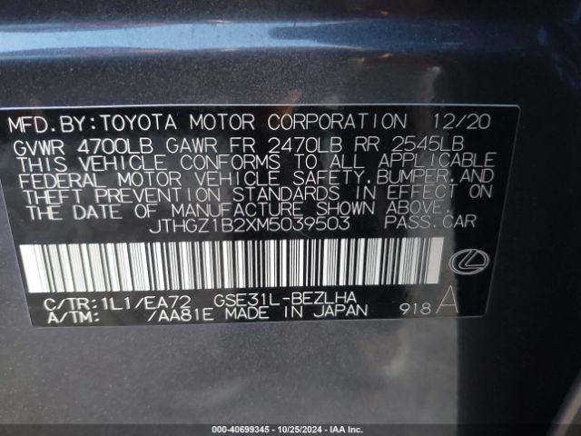 JTHGZ1B2XM5039503 Lexus Is 350 F Sport