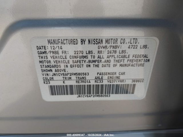 JN1CV6AP2FM580563 Infiniti Q40