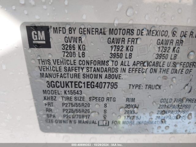 3GCUKTEC1EG407795 Chevrolet Silverado 1500 High Country