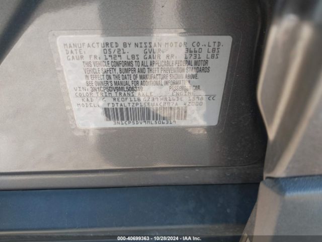 3N1CP5DV9ML506319 Nissan Kicks Sr Xtronic Cvt