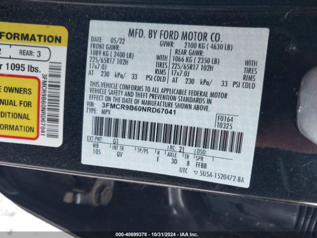 3FMCR9B60NRD67041 Ford Bronco Sport Big Bend