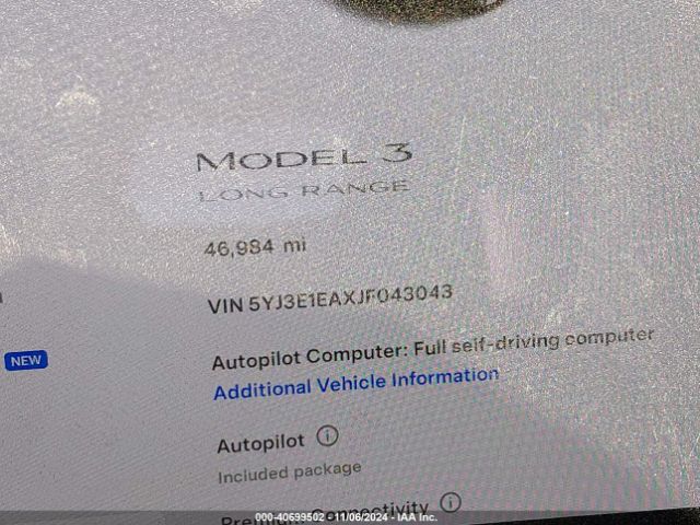 5YJ3E1EAXJF043043 Tesla Model 3 Long Range/mid Range