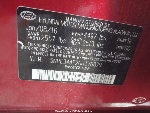 5NPE34AF2GH376879 Hyundai Sonata Sport