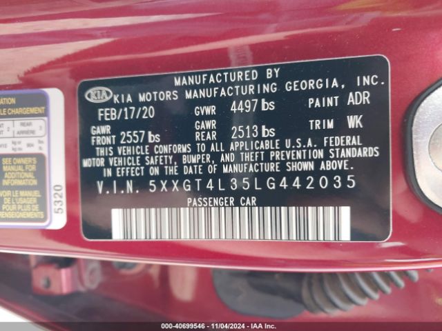 5XXGT4L35LG442035 KIA Optima Se