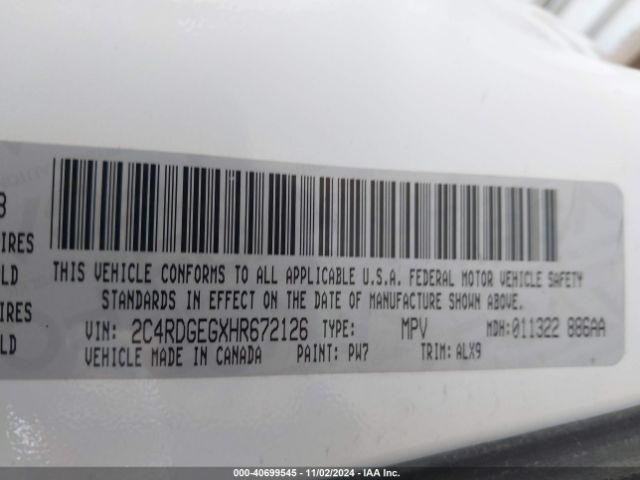 2C4RDGEGXHR672126 Dodge Grand Caravan Gt