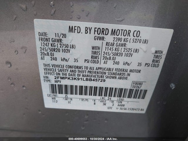 Ford Edge Titanium 2020 2FMPK3K91LBB45729 Image 9