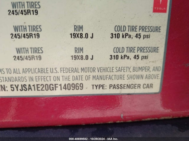 2016 TESLA MODEL S 5YJSA1E20GF140969 Photo 8