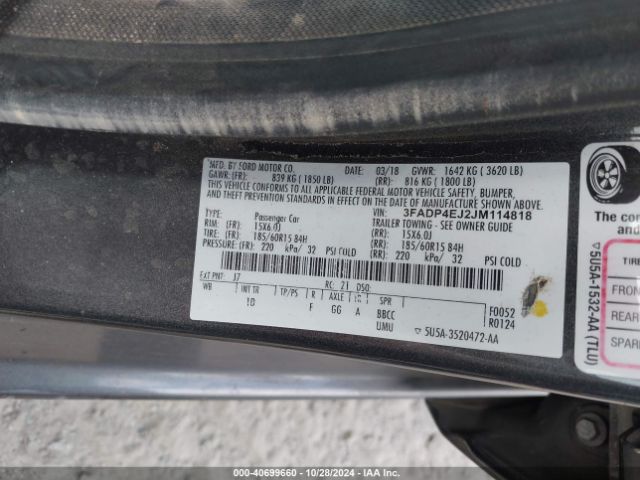 3FADP4EJ2JM114818 Ford FIESTA SE