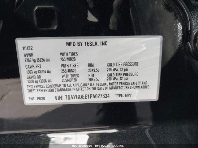 2023 TESLA MODEL Y 7SAYGDEE1PA027634 Photo 8