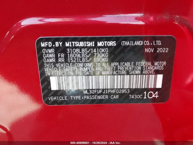 2023 MITSUBISHI MIRAGE G4 ML32FUFJ1PHF02953 Photo 8