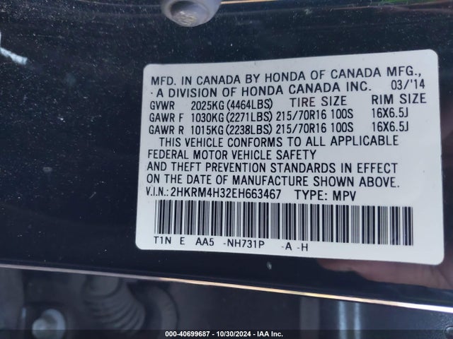 Honda CR-V LX 2014 2HKRM4H32EH663467 Image 9