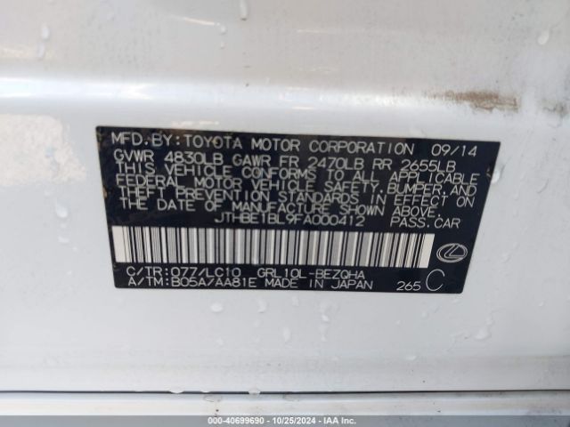 JTHBE1BL9FA000412 Lexus GS 350