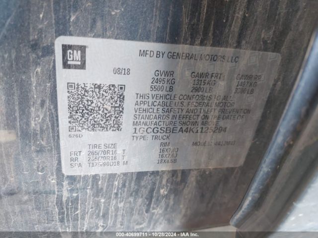 1GCGSBEA4K1125294 Chevrolet Colorado Wt
