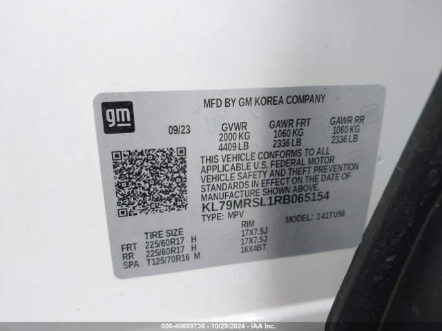 KL79MRSL1RB065154 Chevrolet Trailblazer Awd Lt