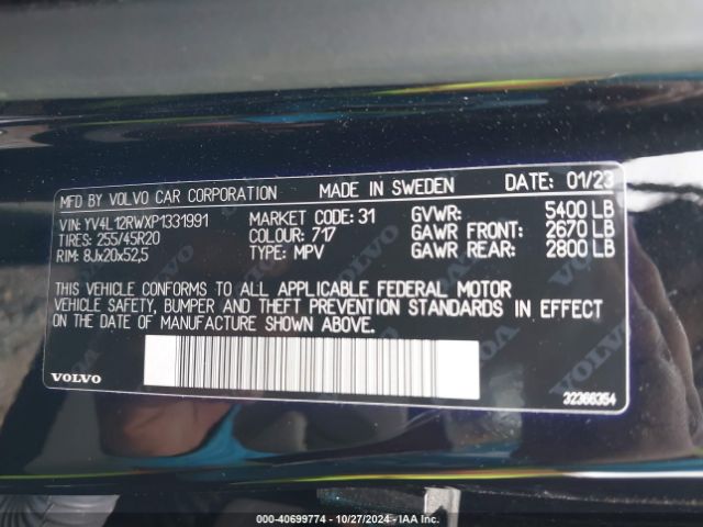 YV4L12RWXP1331991 Volvo Xc60 B5 Plus Dark Theme
