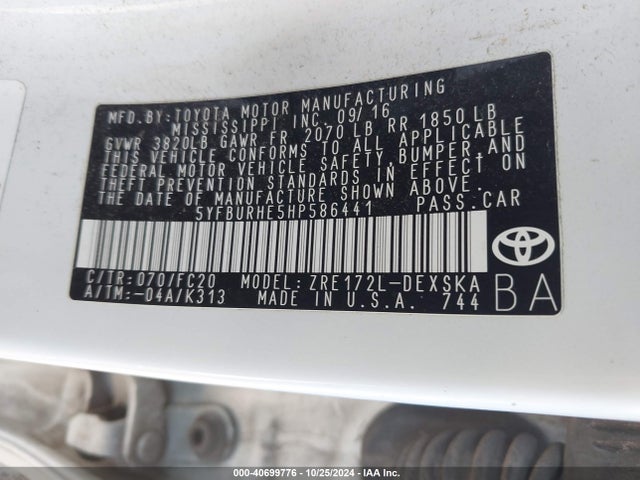 Toyota Corolla Se Special Edition 2017 5YFBURHE5HP586441 Image 9