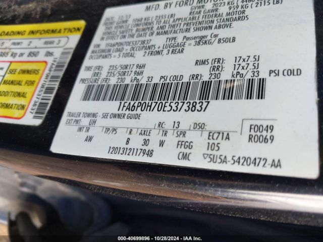 1FA6P0H70E5373837 Ford FUSION SE