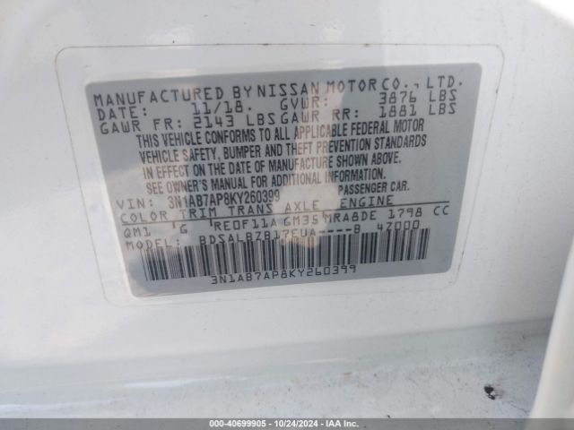 3N1AB7AP8KY260399 Nissan SENTRA S