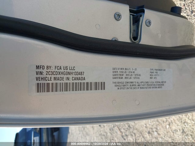 2C3CDXHG0NH133487 Dodge Charger Gt Rwd
