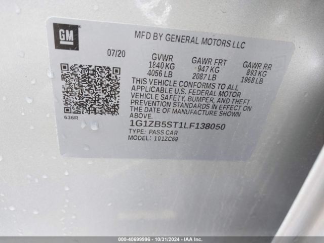 1G1ZB5ST1LF138050 Chevrolet Malibu Fwd Ls
