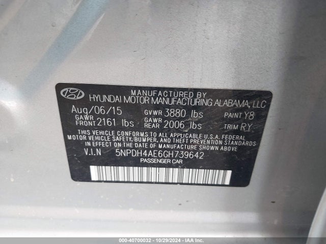 Hyundai Elantra Value Edition 2016 5NPDH4AE6GH739642 Image 9