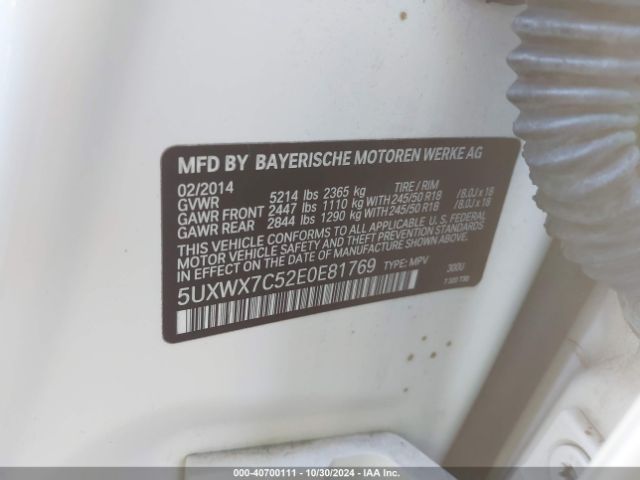5UXWX7C52E0E81769 BMW X3 Xdrive35i