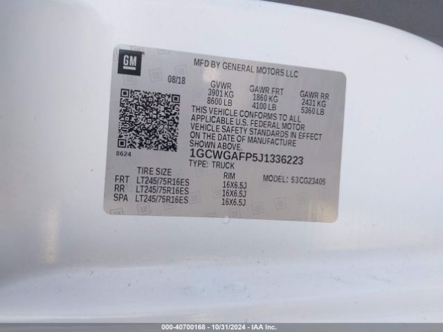 1GCWGAFP5J1336223 Chevrolet Express 2500 Work Van