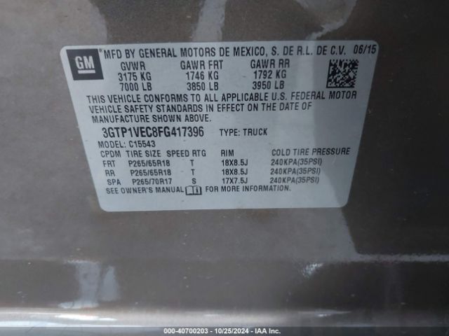 3GTP1VEC8FG417396 GMC Sierra 1500 Slt