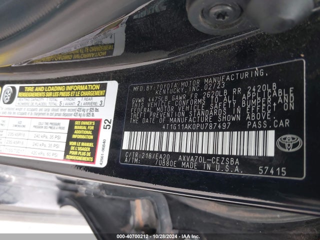 Toyota CAMRY SE 2023 4T1G11AK0PU787497 Image 9