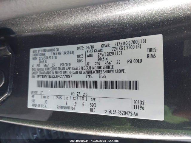 Ford F-150 Xl 2018 1FTEW1E52JFC77097 Image 9
