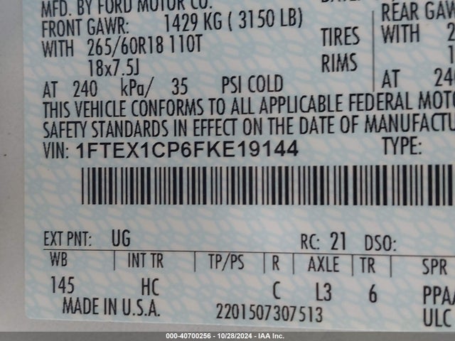 Ford F-150 Lariat 2015 1FTEX1CP6FKE19144 Image 9
