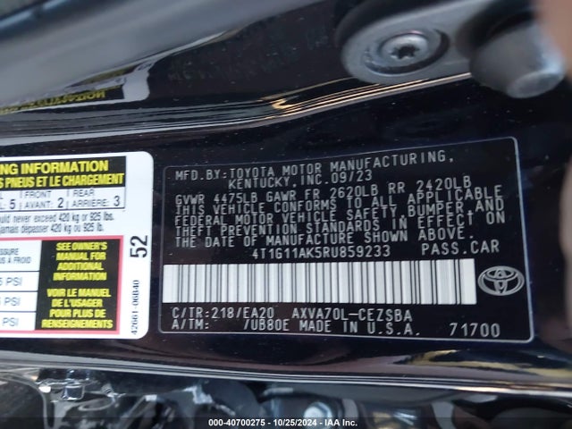 4T1G11AK5RU859233 Toyota CAMRY SE