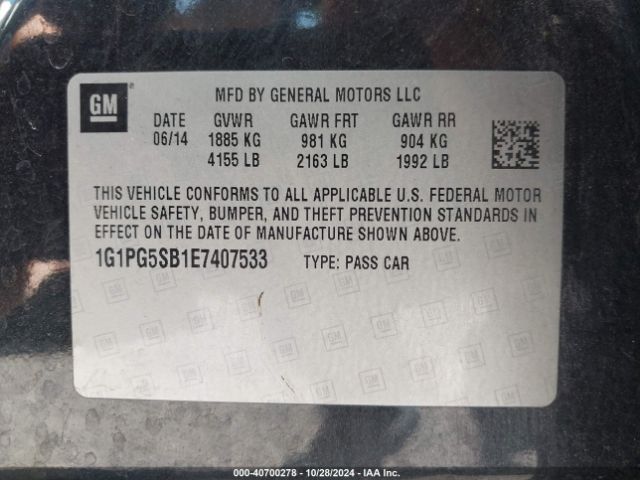 1G1PG5SB1E7407533 Chevrolet CRUZE LTZ